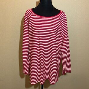 T for Talbots Red & White Stripes Pullover Top Tunic
